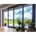 Aluminum double tempered glass triple rail sliding door